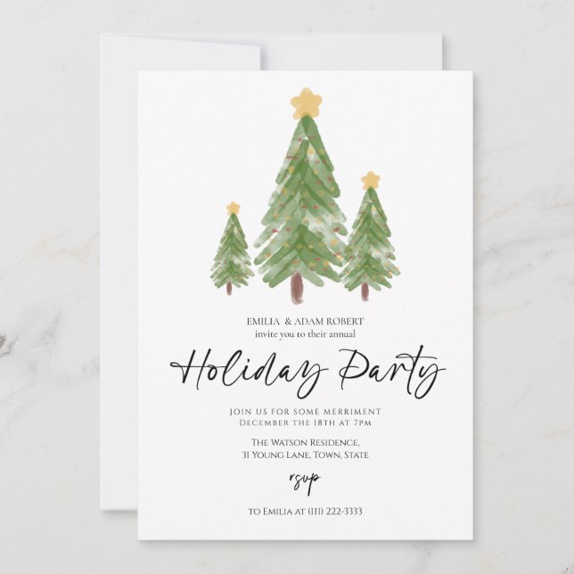 Invitación Fiesta de árbol de Navidad (Anverso)