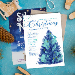 Invitación Fiesta de árbol de navidad azul turquesa moderno
