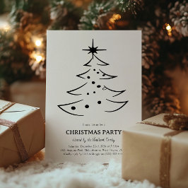 Invitación Fiesta de árbol de Navidad blanco y negro minimali