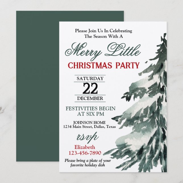 Invitación Fiesta de árbol de Navidad bloqueado (Anverso / Reverso)