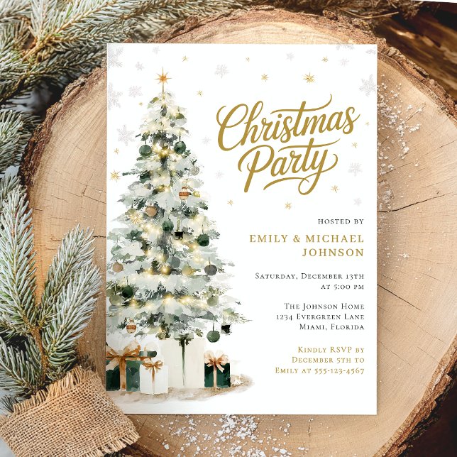 Invitación Fiesta de árbol de Navidad de invierno elegante (Subido por el creador)