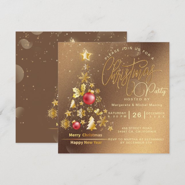 Invitación Fiesta de árbol de Navidad de presupuesto (Anverso / Reverso)