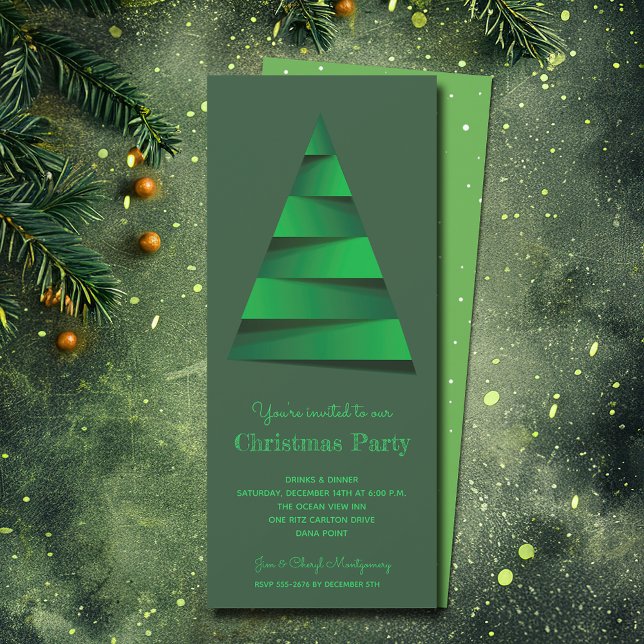Invitación Fiesta de árbol de Navidad moderno (Modern Christmas Tree Party Invitations - PRINTED and/or INSTANT DOWNLOAD)