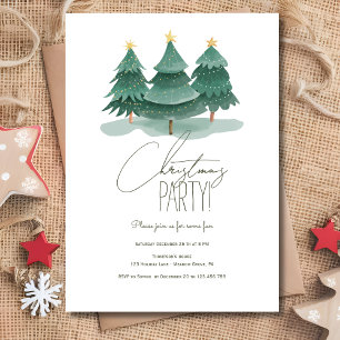 Invitación Fiesta de árboles de navidad simples