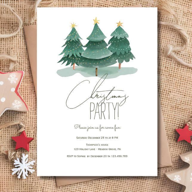 Invitación Fiesta de árboles de navidad simples (Subido por el creador)