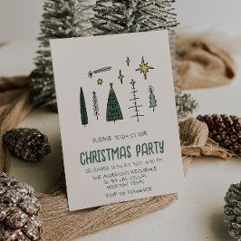 Invitación Fiesta de árboles de Navidad verde ilustrado