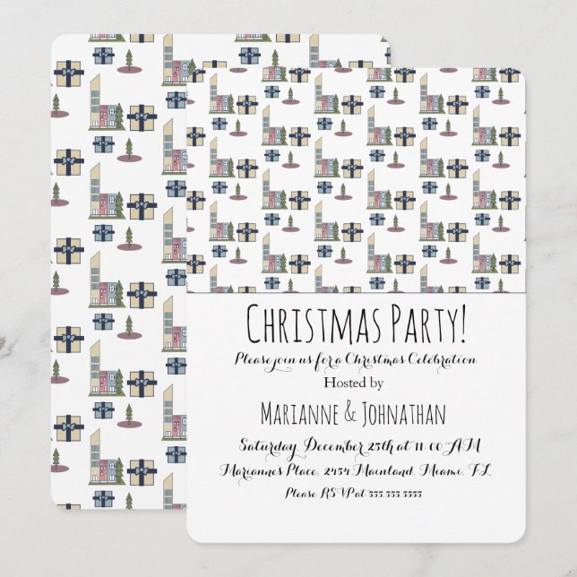 Invitación Fiesta de Árboles Navideños de Christmas City (Anverso / Reverso)
