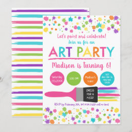 Invitación Fiesta De Arte Arcoiris Vestido Por Un Jueves Cump