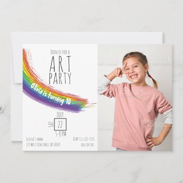 Invitación Fiesta de arte de color Cumpleaños (Anverso)