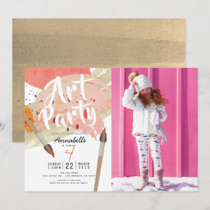 Invitación Fiesta de arte de pintura Chica de Moda moderna fo