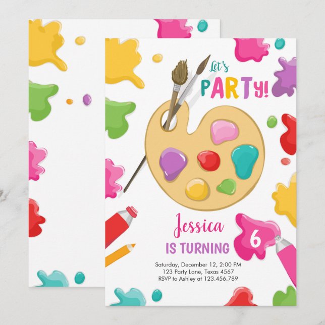 Invitación Fiesta de arte Fiesta de artesanía de pintura de c (Anverso / Reverso)