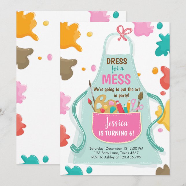 Invitación Fiesta de arte Fiesta de artesanía de pintura de c (Anverso / Reverso)