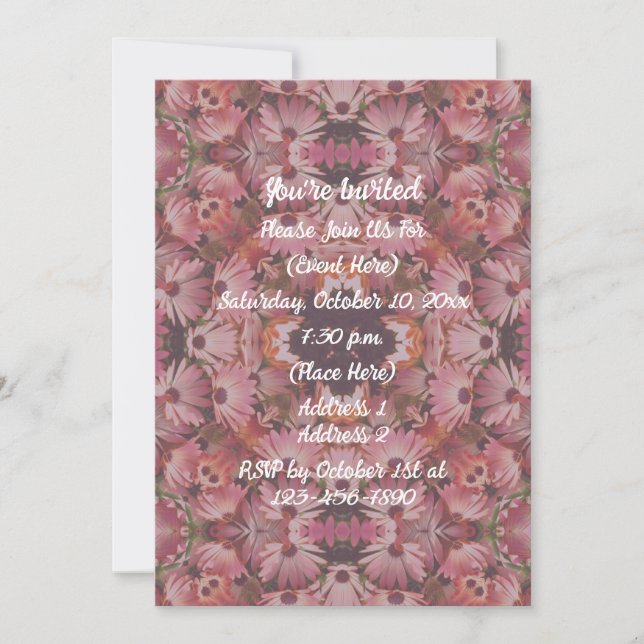 Invitación Fiesta de Arte Floral de Margaritas Rosadas (Anverso)