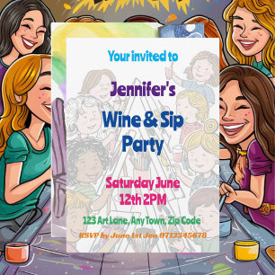 Invitación Fiesta de Arte Paint y Sip Adolescentes