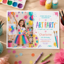 Fiesta de Arte para Niños Coloridos Cumpleaños 6to