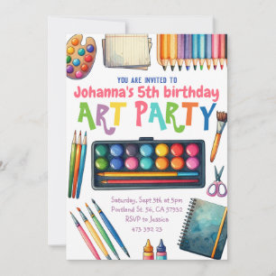 Invitación Fiesta de arte pintando a artistas niños cumpleaño