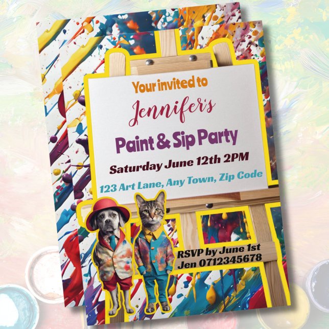 Invitación Fiesta de arte Pintura y pintura en Sip fiesta de  (Subido por el creador)