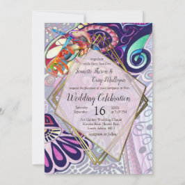 Invitación Fiesta de Artistas Azules alegre Creación de Doodl