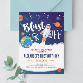 Invitación Fiesta de Astronauta Planeta Espacio Exterior Nave