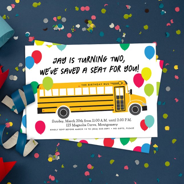 Invitación Fiesta de autobús escolar amarillo de cumpleaños i (Subido por el creador)