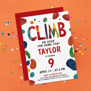 Invitación Fiesta de aventura de escalada en roca roja colori