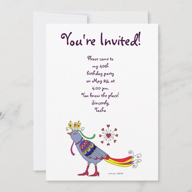Invitación Fiesta de Aves Folklóricas ucranianas por Vera Tre (Anverso)
