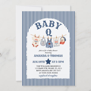 Invitación Fiesta de Baby-Q Burger Baby Blue Boy