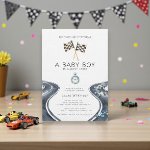 Invitación Fiesta de Baby Shower Acuarela de Coche de Carrera