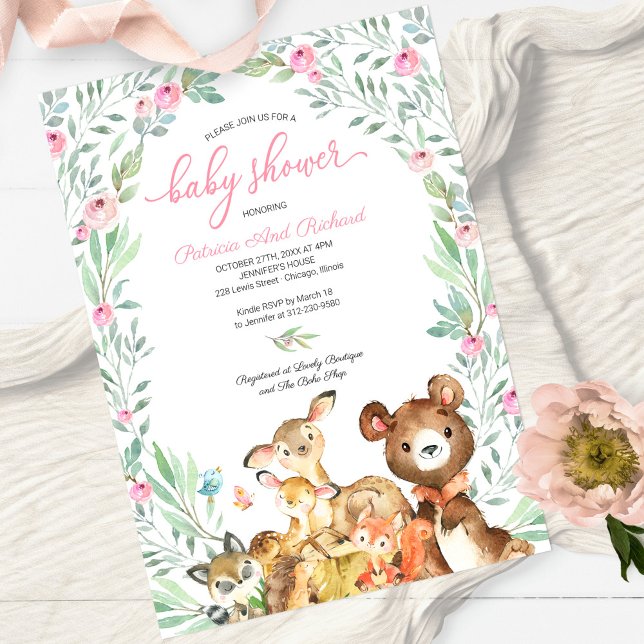 Invitación Fiesta de Baby Shower Amigos del Bosque Boho (Subido por el creador)