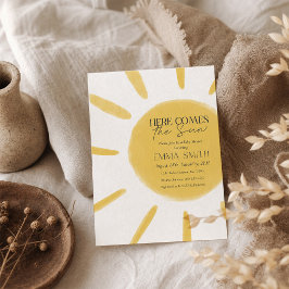 Invitación Fiesta de Baby Shower "Aquí viene el Sol" con Acua