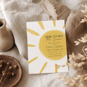 Invitación Fiesta de Baby Shower "Aquí viene el Sol" con Acua