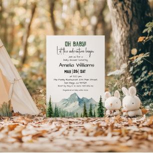 Invitación Fiesta de Baby Shower Aventura en la Montaña