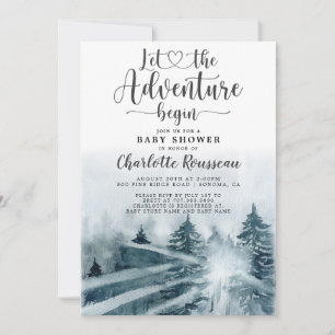 Invitación Fiesta de Baby Shower Aventura Forestal Acuarela A