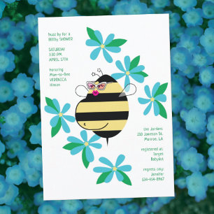 Invitación Fiesta de Baby Shower 'Baby Bump Bee con Gafas Flo