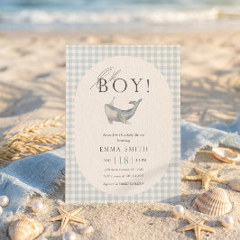 Invitación Fiesta de Baby Shower "Ballena de Acuarela de Cuad
