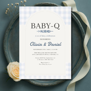 Invitación Fiesta de Baby Shower BBQ de Cuadros de Gingham Az