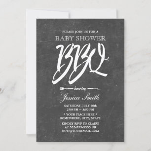 Invitación Fiesta de Baby Shower BBQ Rustic Chalkboard