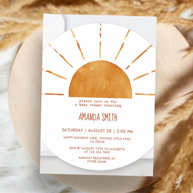 Invitación Fiesta de Baby Shower Boho Amanecer Amarillo (Subido por el creador)