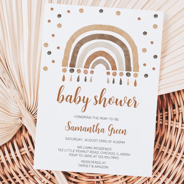 Invitación Fiesta de Baby Shower Boho Arcoíris (Subido por el creador)
