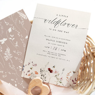 Invitación Fiesta de Baby Shower Boho Flor Silvestre Elegante
