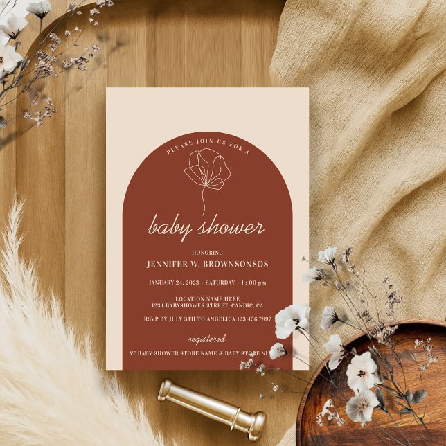 Invitación Fiesta de Baby Shower Boho Simple Botánico de Terr (Subido por el creador)