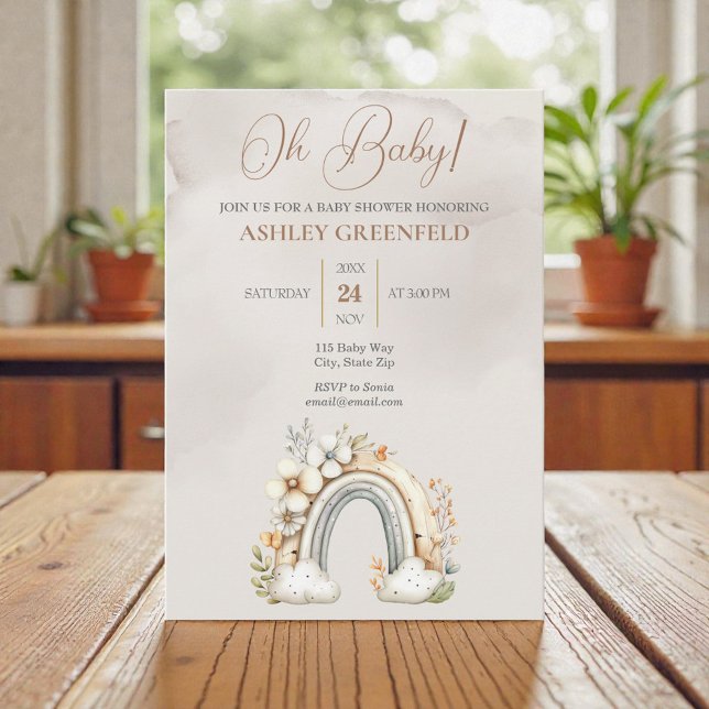 Invitación Fiesta de Baby Shower Boho sin Género (Subido por el creador)