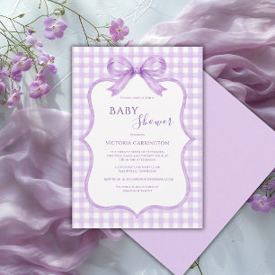Invitación Fiesta de Baby Shower Caprichosa de Cuadros Blanco