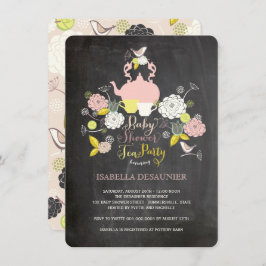 Invitación Fiesta de Baby Shower Chalkboard Floral Blooms & B