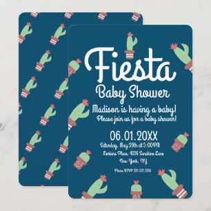 Invitación Fiesta de Baby Shower con Borde de Cactus Moderno