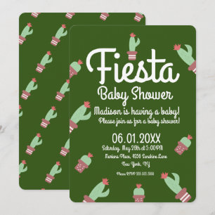 Invitación Fiesta de Baby Shower con Borde de Cactus Moderno