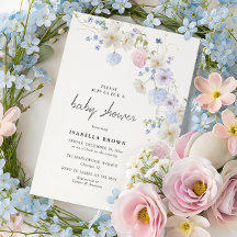 Fiesta de Baby Shower con borde floral suave