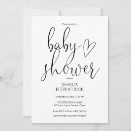 Invitación Fiesta de Baby Shower con Elegante Letra en Blanco