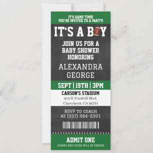 Invitación Fiesta de Baby Shower con Entrada de Fútbol en Piz