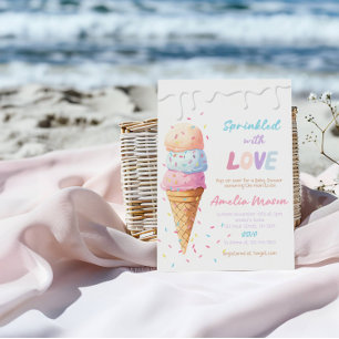 Invitación Fiesta de Baby Shower con Helado Espolvoreado con